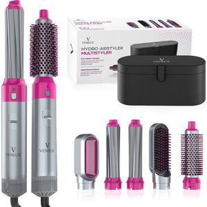 VENEUX® Föhnborstel - Airstyler - Krulborstel - Warmteborstel - 5 in 1 Multistyler - Met Opbergcase - Grijs
