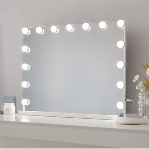 Hollywood Spiegel Met Verlichting - Make-Up Spiegel Met Licht 15 LED Vanity Mirror 3 Modi Touch Control Led Spiegel Mirror met Flamingueo Design