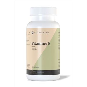 Vital Nutrition Vitamine E - 400 I.U. - Natuurlijke tocoferolvorm - 100% puur: geen toevoegingen - Antioxidant - 100 softgels