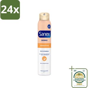 Sanex - Deodorant Spray - Dermo Sensitive - Zachte Bescherming - 200 ml - Voordeelverpakking - 24 stuks - Antitranspirant - Gevoelige huid
