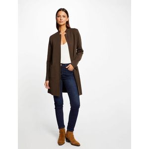 Lang recht vest met open kraag 232-Mbloom donkergroen