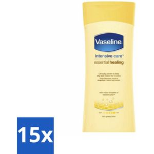 15 x Vaseline Bodylotion Essential Healing 200 ml - Bodylotion - Hydratatie - Droge Huid - Herstel - Gevoelige Huid
