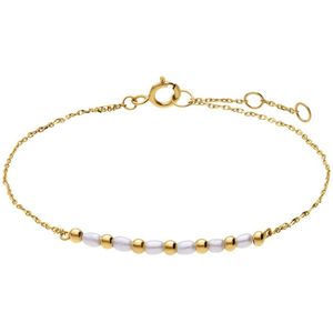 Lucardi Dames 14 karaat geelgouden armband met parels - Armband - 14 Karaat Goud - Goud - 20 cm