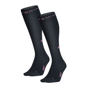 STOX Energy Socks - 2 Pack Merino Everyday sokken voor Vrouwen - Premium Compressiesokken - Kleur: Zwart/Fuchsia - Maat: Large - 2 Paar - Voordeel - Mt 40-43