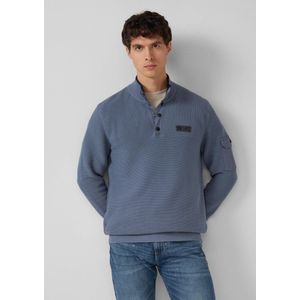 Gebreide Trui - Katoen - Troyer-kraag - Normale Pasvorm