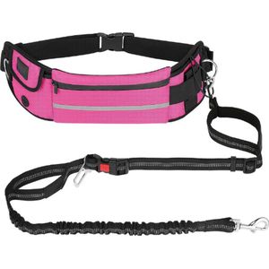 handsfree hondenriem met zakje, heuptasje met zachte vulling, dubbel gevoerde handgrepen en duurzame bungee voor wandelen, joggen, fietsen en hardlopen