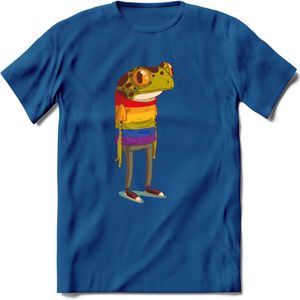 Casual gay pride kikker T-Shirt Grappig | Dieren reptiel Kleding Kado Heren / Dames | Animal Skateboard Cadeau shirt - Donker Blauw - L