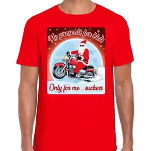 Fout Kerstshirt / t-shirt - No presents for kids only for me suckers - motorliefhebber / motorrijder / motor fan rood voor heren - kerstkleding / kerst outfit XXL