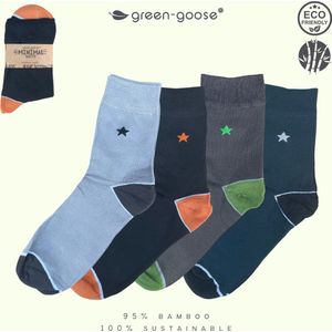 green-goose® Heren Sokken Bamboe | Maat 40-46 | 4 Paar | Zwart en Grijs | 85% Bamboe | Zacht, Admenend en Duurzaaam!