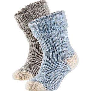 Apollo - Baby Huissokken - Blauw/Grijs - 2-Pak - Warme Slofsokken