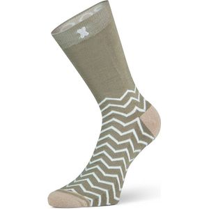 XPOOOS dames bamboe sokken essential graphics zigzag bruin - 35-38