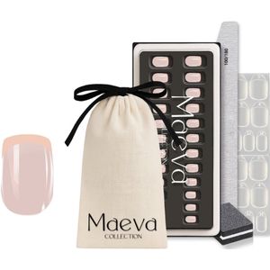 Maeva Collection Soft Gel Nagelset – Luxe Herbruikbare Press-On Nails – All-in-One Set – Beide square French Tip – Zacht voor de Natuurlijke Nagel