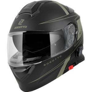 Bogotto H271 Taog Bluetooth Helm Zwart Groen - Maat XS - Helm
