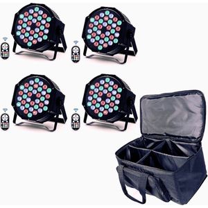 Thuys – 4x LED Par Lichten – Met Waterdichte Tas – RGB 72W – 7 Modus Lichteffecten – Met Afstandsbediening Voor Feesten
