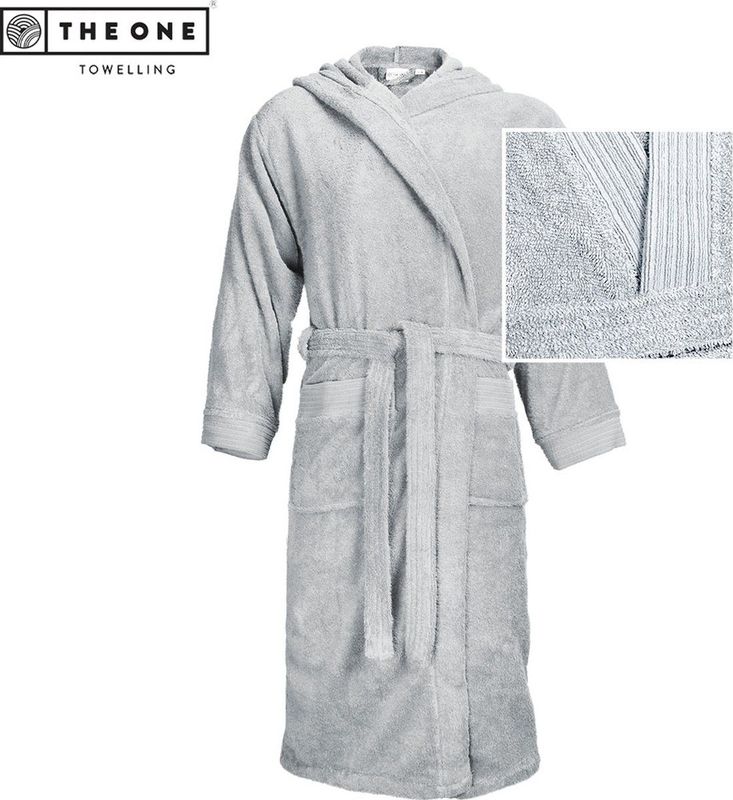 The One - Towelling Badjas - Zilvergrijs - L/XL - Zachte Kamerjas met Capuchon