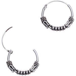 WeLoveSilver ""Zilveren oorringen, Bali hoop 16 mm met slingertjes, spiralen, draaiingen"" 925 sterling zilver