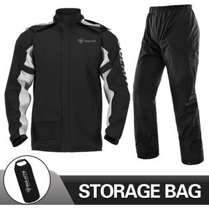 ItsIn® - L - Motor Regenpak - MotorFiets Regenpak - Waterdicht Regenkleding - Heren en Dames - Zwart met Grijs - 2 delig - Maat: L