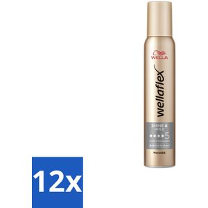 Wella – Flex Shine & Hold – Haarmousse – 200 ml - Voordeelverpakking - 12 stuks