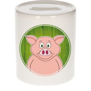 Vrolijke varken dieren spaarpot 9 cm - spaarvarken - spaarpotten voor kinderen