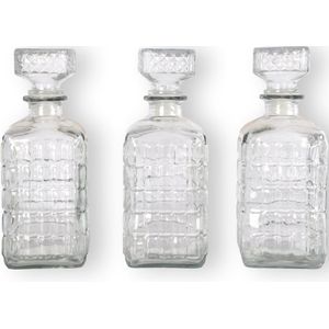 Whiskey Karaf Kristal | Set van 3, 1L elk | Ideaal Cadeau voor Man & Vrouw | Kristallen Karaf voor Scotch, Vodka, Likeur, Rum, Gin & Meer!