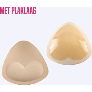 SilverAndCoco® - BH pads / Sticky bra / dames vullingen / padding vulling push up / ademend / cups wasbaar herbruikbaar - 2 stuks (1 paar) met plaklaag - Beige / Nude