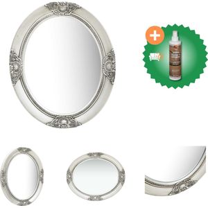 vidaXL Wandspiegel barok stijl 50x60 cm zilverkleurig - Spiegel - Inclusief Houtreiniger en verfrisser