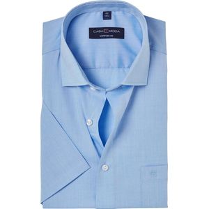 CASA MODA comfort fit overhemd - korte mouw - lichtblauw - Strijkvrij - Boordmaat: 39