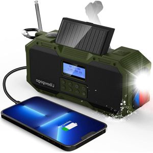 Draagbare DAB+ FM-radio met waterdichte bluetooth-luidspreker en zonne-energie - 4000 mAh powerbank en zaklamp
