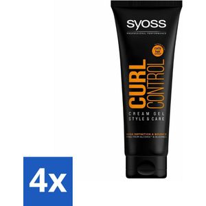 4 x Syoss - Curl Control Cream - Gel - Styling & Definitie - 250 ml - Krulgel - Krullenstyling - Krullen Definiëren - Anti-pluis - Krullen Verzorging