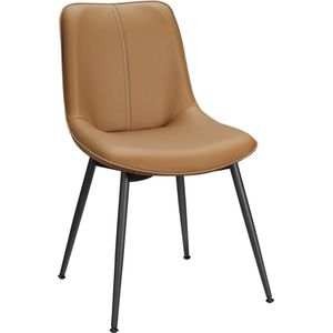 Rootz Caramel Brown Eetkamerstoel - Keukenstoel - Gestoffeerde stoel - Constructie van multiplex en staal - Comfortabele schuimvulling - 56 cm x 50 cm x 81 cm