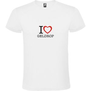 Wit T shirt met print van 'I love Geldrop' print Zwart / Rood size M