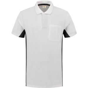 Tricorp 202002 Poloshirt Bicolor Borstzak - Wit/Donkergrijs - 6XL