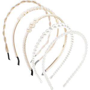 5 stuks parelhoofdbanden - eenvoudige haarsieradenset voor bruiloft - elegante retro hoofdbedekking - all-round dameshoofdband - styling-accessoires - geschikt voor feestjes en dagelijks gebruik - vintage haaraccessoires voor vrouwen .