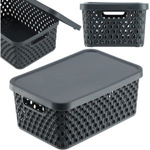 KADAX - Opbergmand - Grijs - 4,5 l - Met Deksel - Ventilatiegaten