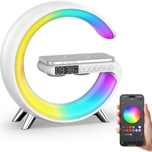 Wake Up Light - Wekker - Wekkeradio - Met Draadloze Oplader - Bluetooth Speaker - Slaaphulpen - Bluetooth - Nachtlampje - Digitale Wekker - Wekker - Wireless Charger - Lichtwekker - Wekkers - Nachtlamp - Bureaulamp - Draadloos Oplader iPhone