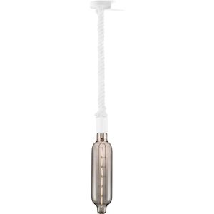 Home Sweet Home hanglamp wit Leonardo Tube - hanglamp inclusief LED lamp G78 - dimbaar - pendel lengte 100 cm - inclusief E27 LED lamp - rook