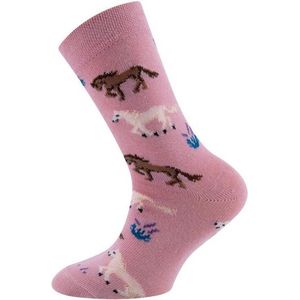Kindersokken Oudroze met Paarden - 23/26