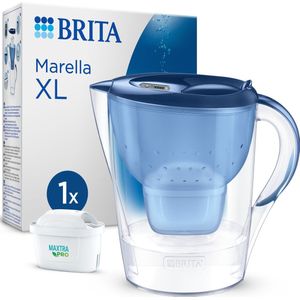 BRITA Marella XL Waterfilterkan met 1 stuk MAXTRA PRO ALL-IN-1 Filterpatroon - 3,5L - Blauw - (SIOC) Duurzaam verpakt voor minder afval | Optimaal Hydrateren met Brita Maxtra Filter voor Brita Waterfilterkan