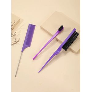 FA-VE Slick Back Hair Brush - Slickback Hairbrush Set van 3 - Haarborstel - Toupeerkam - Toupeerborstel - Hairbrush - Slick Back Brush - Slick Back Bun Brush - Paars
