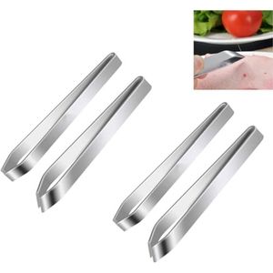 4 Stuks RVS Visgraatpincetten | Keukenpincet voor Vis en Vlees