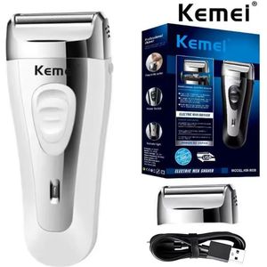 2in1 Kemei Scheerapparaat - Extra mesje + Aluminium Kap - Oplaadbare Body Shaver + Baard/Precisietrimmer - Perfecte Lichaamshaar Verzorging voor Dames en Heren - Kleur: Wit