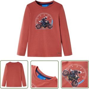 vidaXL Jongensshirt - Kinderhemd - Kindershirt met lange mouwen 104 hennakleurig - Longsleeve - Katoenen Shirt - Trendy Shirt