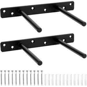2 Stuks Onzichtbare Planksteunen - 150mm - Stevige IJzeren Drijvende Planksteunen voor Wandmontage en Meubeldesign