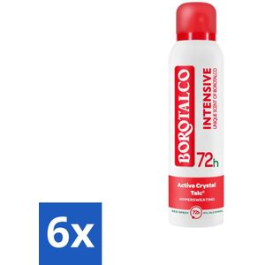 Borotalco - Deodorant Spray - Intensive - Active Crystal Talc - 0% Alcohol - 150 ml - Voordeelverpakking - 6 stuks