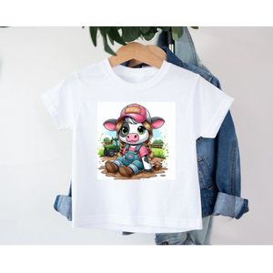 Kinder T-shirt - Vrolijke Print - Tractor - Koeien - Dieren
