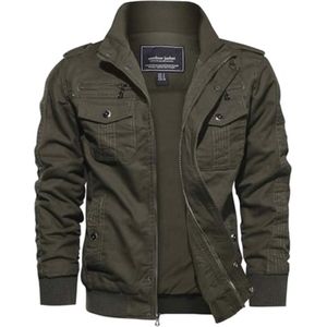 Heren Casual Katoenen Militair Bomberjack winter buitenkleding met winddichte functie en meerdere zakken