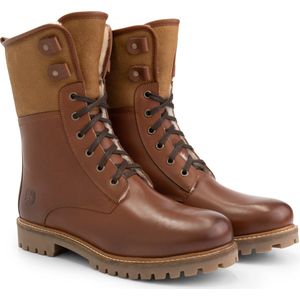 Travelin Holm - Heren Enkellaarzen - Leren veterboots - wol gevoerd - Cognac bruin leer