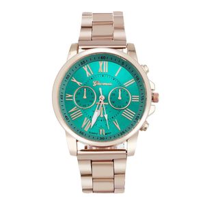 Geneva Roman Horloge - Staal - Rosekleurig & Groen - Ø  40 mm