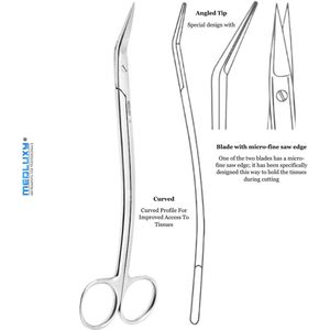 Medluxy - Verbandschaar Dean - naar boven gehoekt - 17cm - RVS - EHBO Medische schaar - Verpleegkundige en Artsen - Verpleegkunde - Chirurgische Schaar - Tandvleesschaar - Keelamandel schaar