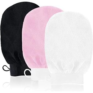 Peeling handschoenen | 3 Stuks Tweezijdig Diepe Exfoliator Douchehandschoen, Body Scrub Exfoliërende Wanten Badhandschoenen Remover Reinigingshandschoenen voor Douche, Spa, Massage, Ingegroeide Haarverzorgingn